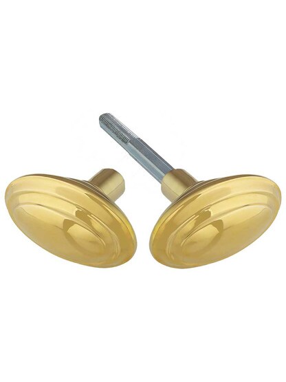 Pair of Solid-Brass Colonial Oval Door Knobs.